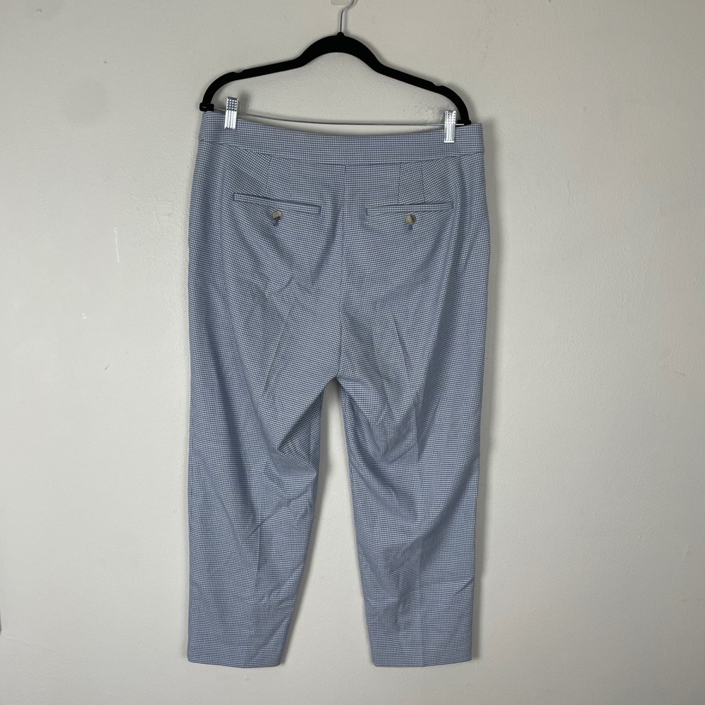 LOFT Women's Size 12 Blue White Houndstooth Career Cropped Pants - Picture 8 of 11